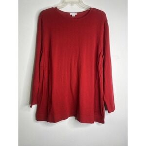 J.jill Pullover Sweater Red Size Large Petite Cotton Rayon Blend Soft